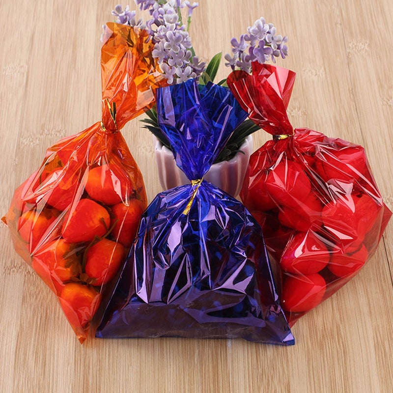 Morepack Colored Cellophane Treat Bags, 6x9 Inch 100 pcs Colorful Cello Cellophane Bags with 100 Twist Ties for Party Favors - Image 5